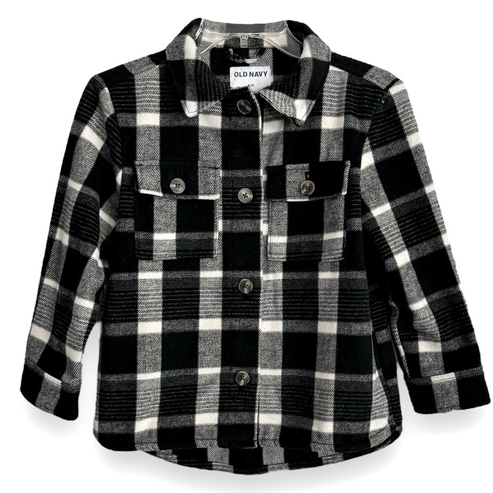 Old Navy Girls Size M (8) Oversized Black/White Plaid Tunic Shacket - Picture 2 of 5